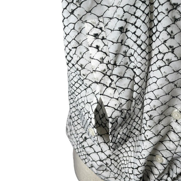 MICHAEL KORS Snake Print Button Down Silver Blue Blouse Tie Front Bundle Sz M - Picture 5 of 16